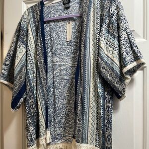 Bohemian Blue and White Kimono Jacket